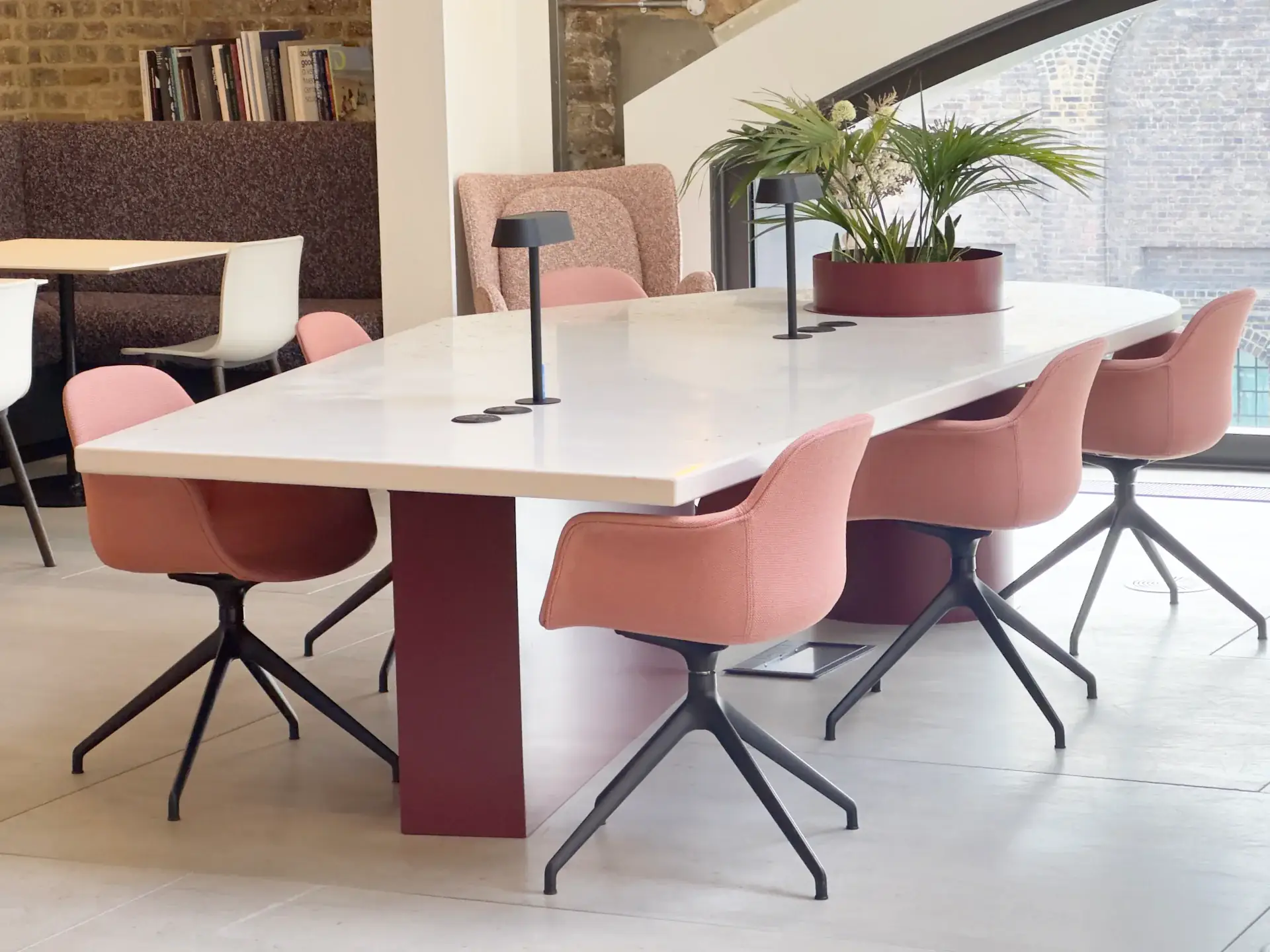 A custom breakout table with an integrated planter and cable management