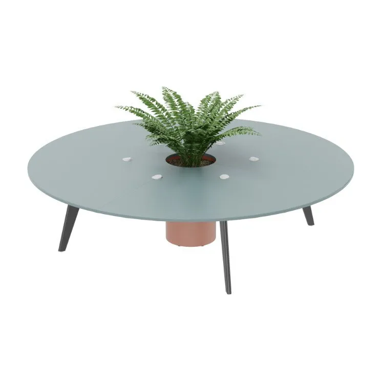 Orbital biophilic meeting table with central planter